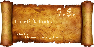 Tirpák Endre névjegykártya